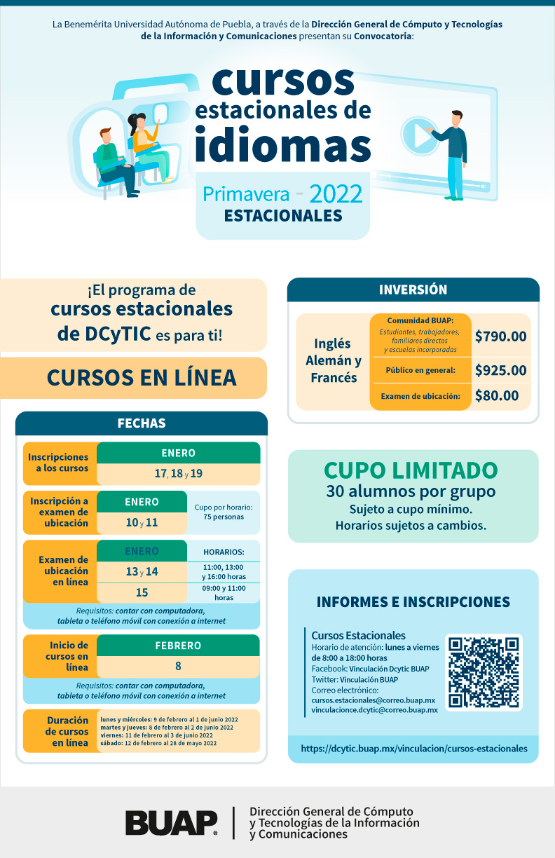 Cursos Estacionales De Idiomas Primavera 2022 Benemérita Universidad Autónoma De Puebla 5173